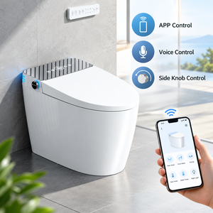 Smart Toilet Ceramic Floor Mounted Elongated Bowl Foam Shield Automatic Operation Modern Design White - Product Image 2