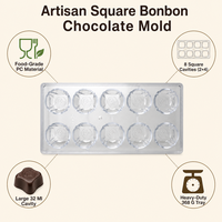 Moule à chocolat artisanal en polycarbonate PC, carré, pour pralines, qualité alimentaire, transparent, facile à démouler, moule à bonbons DIY, cadeau