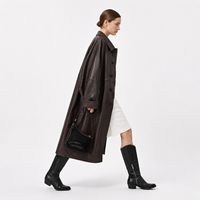 Manteau d'hiver décontracté unisexe de luxe en peau de mouton pleine fleur, coupe Balmacaan mi-longue, effet vieilli, coupe-vent