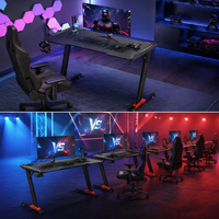 Bureau de jeu ergonomique AOR, conçu pour les compétitions e-sportives, avec effets d'éclairage RVB, prend en charge la désconnexion du bureau, emballage inclus