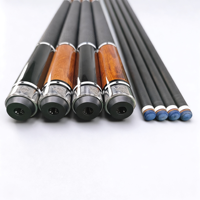 Tongkat Biliar Karbon Fiber 58" dengan Ujung 12.5mm, Pembungkus Kulit Asli, Sambungan 3/8x8 SS, Dua Bagian, Tahan Lama, Elastis, Pro Taper