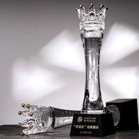 Trophée Couronne en Cristal Gravé, en Verre Transparent, pour Concours de Beauté et Événements