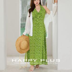 Vestido Largo Maxi de Gasa con Estampado Floral y Cuello Halter, Talla Grande para Mujer, Cintura Natural, Happy Plus - Product Image 3
