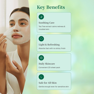 แผ่นสำหรับใบหน้าให้ความชุ่มชื้นแก่ผิวอย่างล้ำลึกแผ่นชาสำหรับดูแลให้ความสดชื่นแพ็คแบบกำหนดเองขายส่ง - Product Image 2