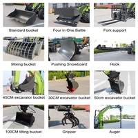 Chine Fabricant CE EPA Mini tracteur frontal chargeur ferme pelle rétrocaveuse pelleteuse pelleteuse Mini chargeuse sur pneus pelle excavatrice
