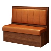 Banquette professionnelle sur mesure à dossier haut, design vertical cannelé pour restaurant, bar, ou salon.
