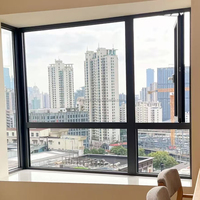 Ventana Abatible de Aluminio con Rotura de Puente Térmico Personalizada, Ventanas Exteriores de Alta Seguridad, Anticorrosión, Resistentes a Huracanes, para Cocina y Villa