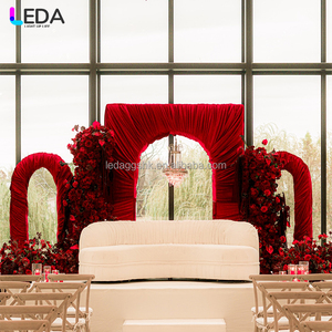 LEDA A red square backdrop <b>framed</b> pleated fabric drape is suitable for <b>wedding</b> party decorations - Product Image 2