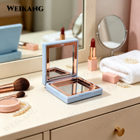 Palet Kosmetik Kosong Populer Morandi Matte Biru Muda Anti Sidik Jari dengan Cermin HD Terpasang untuk Eyeshadow