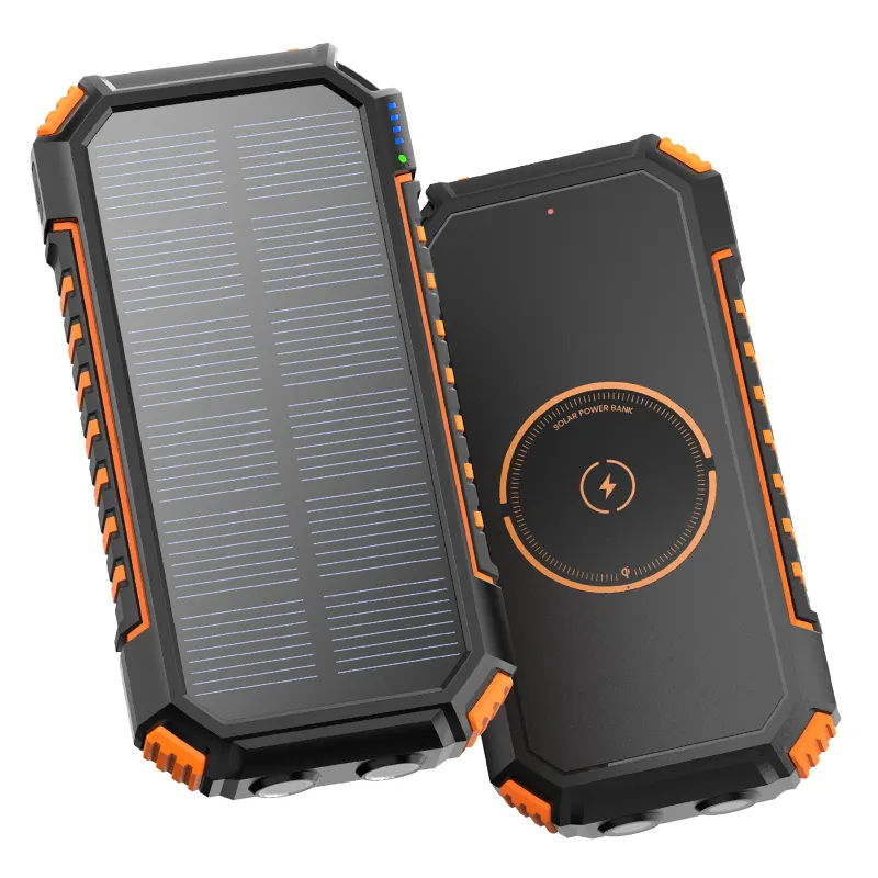 태양 전지 패널 Powerbanks 방수 무선 충전 휴대용 고속 충전 휴대 전화 충전기 20000mAh 태양 광 발전 은행