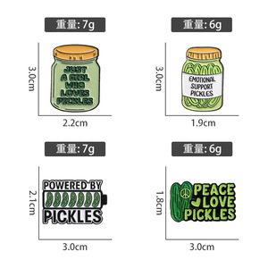 Pepino Pickles Funny Peace Love Powered Pickles Botella Broche Solapa Insignias Esmalte Pins - Product Image 3