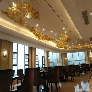 사용자 정의 예술적 잎 유리 샹들리에 호텔 매달려 조명 프로젝트