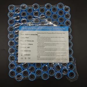 Tubo de Recolección de Sangre al Vacío PET Azul con Citrato de Sodio 9NC, 2ml 13*75mm, para Uso en Laboratorio, Precio al por Mayor - Product Image 1