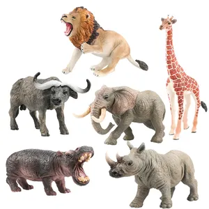 ألعاب تعليمية للأطفال مخصصة من QS ألعاب مجسمة كبيرة ثلاثية الأبعاد مصنوعة من البلاستيك الصلب مصنوعة من كلوريد البولي فينيل على شكل أسد وزلزة وفيل وحمار وحشي وشكل حيوانات الأدغال البرية
