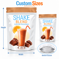 Sachets personnalisés imprimés pour poudre protéinée avec fermeture éclair refermable, sacs haute barrière pour protéines de lactosérum et mélanges de shakes