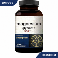 OEM ODM Capsules de glycinate de magnésium chélaté 500 mg, favorisent le sommeil, la santé musculaire et osseuse, complément alimentaire végétalien pour adultes