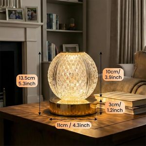 Lampe de bureau LED sans fil en métal, style nordique moderne européen, en forme de boule, rechargeable, à intensité tactile, portable, réglable, batterie 5V, pour chambre - Product Image 2