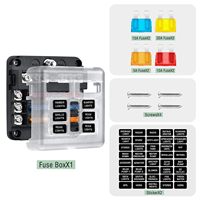 Boîtier de fusibles étanche 12V/24V à 6 voies avec bus négatif et indicateur LED pour automobile, bateau et marine