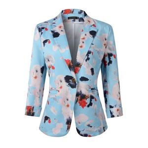 Blazer de trabajo de oficina ligero para mujer con mangas de siete cuartos - Product Image 3