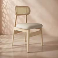 Chaise de Salle à Manger en Bois Massif et Rotin Tressé avec Pieds en Fer au Design Moderne, Garantie 1 An pour Cuisine Domestique, Style Nordique