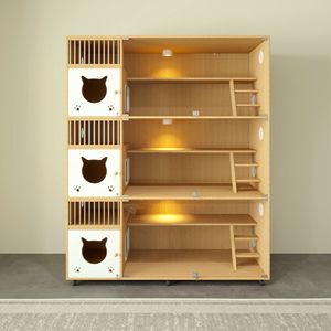 Großes Massivholz Modernes Katzenhaus für Winter und Sommer Wohnzimmer Wasserdicht Langlebig Zoohandlung Zwangsaufnahme Zucht Ausstellung Katzen-Villa - Product Image 3