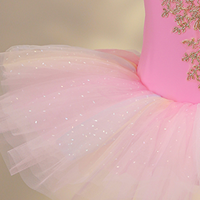 Jupe tutu de ballet rose pour enfants, en tulle scintillant avec dentelle dorée, pour spectacle de danse, robe tutu pour filles, en stock aux États-Unis