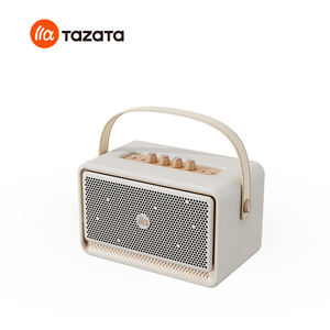 Haut-parleur sans fil rétro 60W Super Sound, design en cuir et bois, avec micro, pour intérieur - Product Image 1