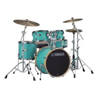 Batterie de percussions Stage Custom Series Matte Surf Green Birch Shell 5 pièces avec 3 ou 4 supports de cymbales, cymbales non incluses