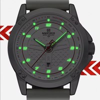 Pour NAVIFORCE hommes luxe 8031 bleu Silicone montre à Quartz étanche lumineux montre-bracelet 40mm verre cadran Simple Style Date