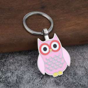 Único búho de dibujos animados esmalte llavero de metal regalo de negocios con diseño inusual - Product Image 5
