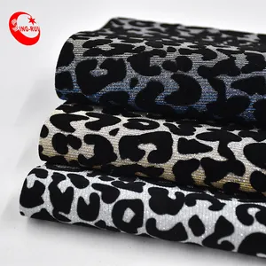 Mode Beflockung Leopard Tapete Glitter Pu Leder Stoff Großhandel Für Taschen Schuhe Dekorative Materialien