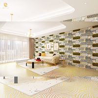 Carreaux de porcelaine blancs mats de luxe avec texture dorée 3D, motif géométrique moderne, carreaux muraux décoratifs pour la décoration intérieure