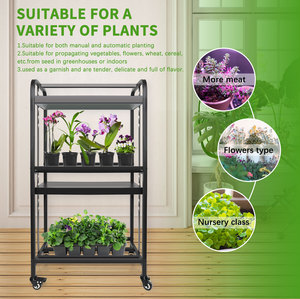 Système de culture hydroponique pour micro-légumes d'intérieur avec éclairage LED complet, hauteur réglable et roues mobiles - Product Image 4
