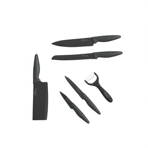 Haws 6 Piece <b>Knife</b> <b>Set</b> 5 <b>Knives</b> And 1 Peeler Black Coated Blades For Kitchen Use - Product Image 2