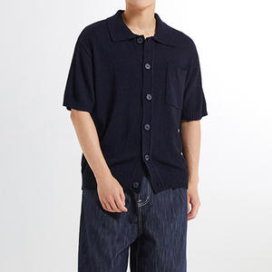 Polo de algodón texturizado personalizado, camisetas de punto de manga corta con diseño transpirable hueco para hombre - Product Image 2