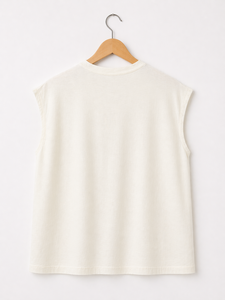 Achetez une blouse d'été décontractée pour femme, blanche, sans manches, à franges, col en V, coupe ample, pour un usage quotidien, en vente - Product Image 2