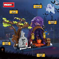 Bloques de Construcción de Plástico MR, Carpa de Halloween DIY, Casa Embrujada, Modelo Ensamblado de Partículas Pequeñas, Casa de Calabaza, Juguete de Regalo