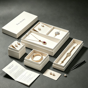 Boîte <span class=keywords><strong>à</strong></span> bijoux rigide haut de gamme avec laminage mat et revêtement UV, logo personnalisé recyclable pour bagues, colliers et boucles d'oreilles - Product Image 1