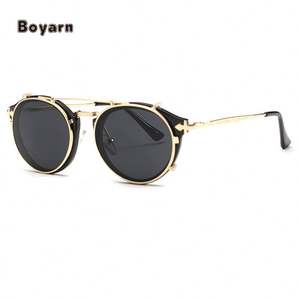 Boyarn-gafas De <span class=keywords><strong>Sol</strong></span> clásicas y Retro para hombre y mujer, Lentes De <span class=keywords><strong>Sol</strong></span> Steampunk con <span class=keywords><strong>Clip</strong></span> De Metal, redondas, a la moda - Product Image 6
