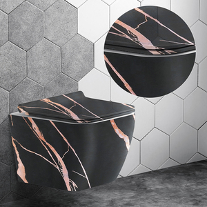 Inodoro de Cerámica de Diseño Moderno y Lujoso, Ahorra Espacio, con Acabado en Mármol Negro, Suspendido en la Pared - Product Image 1