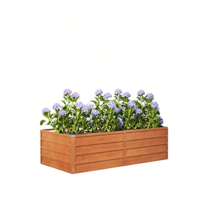 แปลงปลูกต้นไม้ยกพื้นเหล็กคอร์เทน ขนาด 63 x 31.5 x 17.7 นิ้ว สำหรับปลูกดอกไม้ สไตล์เรียบง่าย สีน้ำตาล - Product Image 1