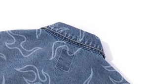 Accept Low MOQ <strong>Customised</strong> 100% Cotton Laser Engrave Print Casual <strong>Denim</strong> Jumpsuit Blue Jeans and <strong>Jacket</strong> for Men - Product Image 4