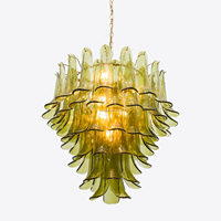 Lustre en verre vert fleuri vintage de style français moderne et luxueux pour villa, salon, chambre à coucher