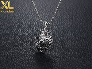 High Quality Hips Hop Classic Stainless Steel Titanium <b>Crown</b> <b>King</b> Charm Pendant Head Necklace for Men Jewelry - Product Image 3