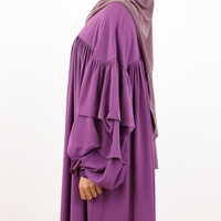 Robe Abaya coréenne surdimensionnée Nida de qualité supérieure avec manches à volants superposés, élégance fluide, vêtements islamiques, Abaya pour Ramadan et Eid