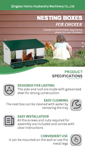 Las gallinas ponedoras son alojadas en gallineros metálicos de tres orificios con bandejas para <span class=keywords><strong>huevos</strong></span> y cajas de anidación. - Product Image 5