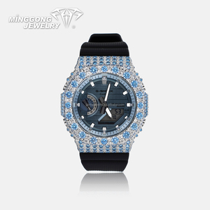 GM <span class=keywords><strong>GBM</strong></span> 2100 Grand Bijou Bleu VVS Moissanite Sertissage Glaçé pour Montre Galaxy Watch 8 Classic en Argent 925 – Accessoires et Bijoux de Montre en Gros - Product Image 3