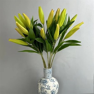 3 teste di alta qualità 95cm gigli fiori reali tocco artificiale giglio di fiori boccioli per la casa di nozze centrotavola decorazione - Product Image 3