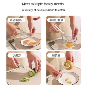 Set di 5 Utensili da Cucina Manuali in Acciaio Inox: Coltello per Frutta, Pelapatate, Sbattitore, Forbici - Product Image 4