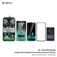 Protection d'écran en verre trempé 9H anti-lumière bleue REMAX GL-70 Sapphire Privacy pour iPhone 16, 17, 18 Series
